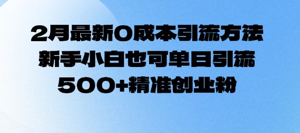 2月最新0成本引流方法，新手小白也可单日引流500+精准创业粉-个人技术分享