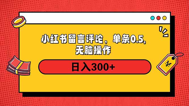 （14044期）小红书评论单条0.5元，日入300＋，无上限，详细操作流程-个人技术分享