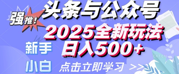 头条与公众号2025全新玩法日入多张 小白新手都可以轻松上手 操作简单-个人技术分享