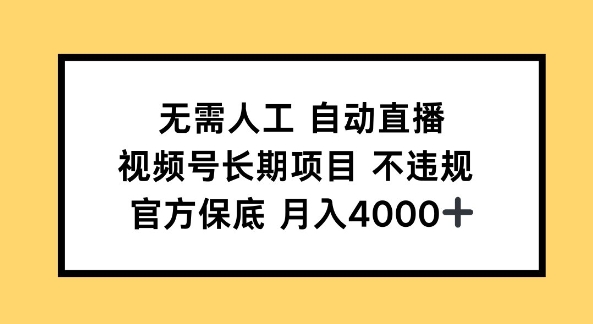 无需人工自动直播，视频号长期项目 不违规，官方保底月入4k左右-个人技术分享