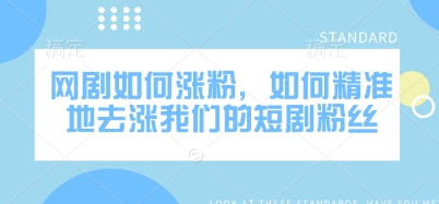 网剧如何涨粉，如何精准地去涨我们的短剧粉丝-个人技术分享