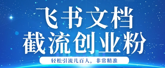 利用飞书文档截流创业粉轻松引流200+-个人技术分享