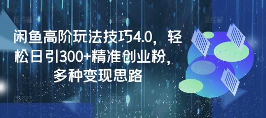 闲鱼高阶玩法技巧4.0，轻松日引300+精准创业粉，多种变现思路-个人技术分享